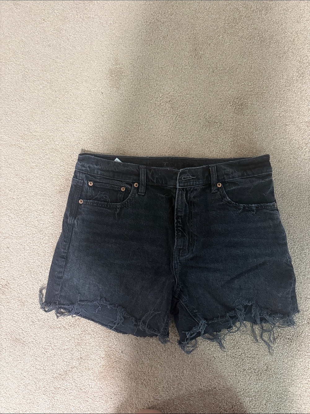 American Eagle Outfitters Black Distressed Frayed Hem Jean Shorts